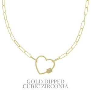 Gold Plated Heart Cutout Pendant Necklace
